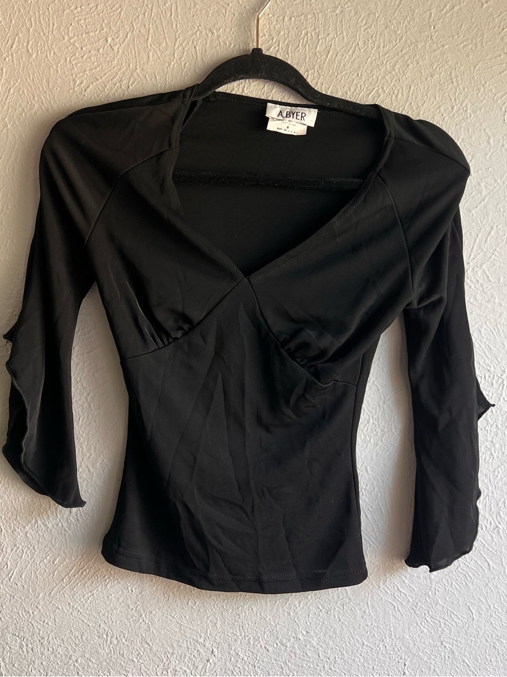 Y2K A. Byer Black V-Neck Long Sleeve Top